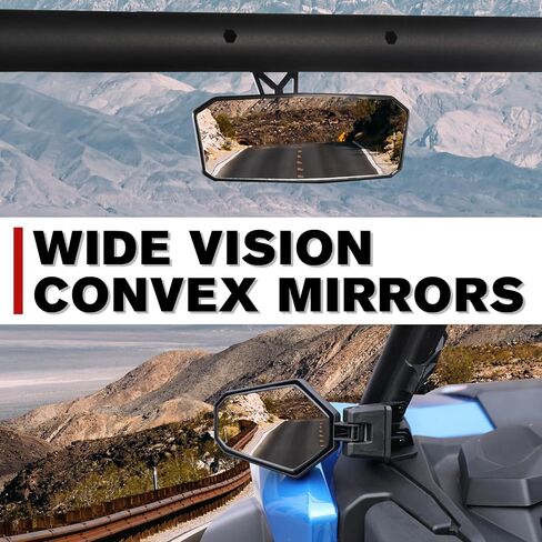 مرآة الرؤية الخلفية والمرايا الجانبية لـ 2021-2024 Can Am Commander، 2018-2024 Can Am Maverick Trail Sport 800 1000R، A & UTV PRO محدبة مرايا الرؤية الخلفية SXS، استبدل OEM # 715003638، 715003639 in Kuwait