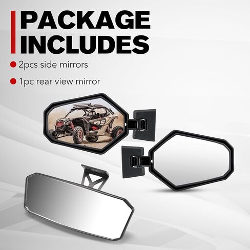 مرآة الرؤية الخلفية والمرايا الجانبية لـ 2021-2024 Can Am Commander، 2018-2024 Can Am Maverick Trail Sport 800 1000R، A & UTV PRO محدبة مرايا الرؤية الخلفية SXS، استبدل OEM # 715003638، 715003639 in Kuwait