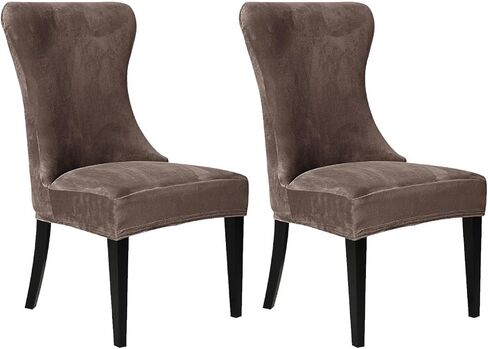 Velvet Stretch Tufted Wingback Chair Cover Slipcover-Reusable Arm Chair Protector Cover, Washable Dining Chair Covers Protectors for Dining Room (2,Beige) in Saudi Arabia