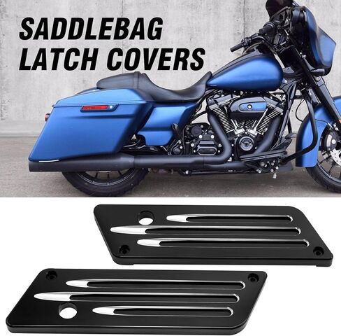 أغطية مزلاج حقيبة السرج من Saddlebag بديلة لـ Harley Davidson Touring Street Glide، Electra Glide، Road Glide 1993-2013، أسود in Kuwait