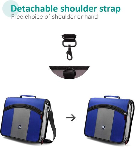 ملف بسحاب مقاس 3 بوصات، مكون من 3 حلقات مع ملف ممتد وحزام كتف، أزرق in Kuwait