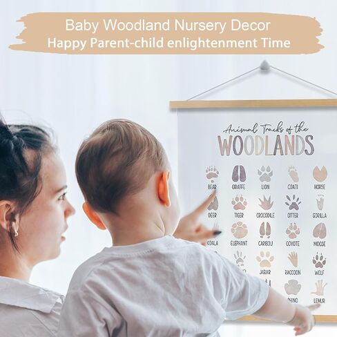 ملصق معلق لمسارات Tiuran Woodland، ديكور حضانة الغابات من القماش مقاس 17 × 21 بوصة، علامة دليل مسارات الحيوانات، ديكور حضانة الغابات، ديكور جدار حضانة الصبي، ديكور غرفة حضانة الطفل الرضيع in Kuwait