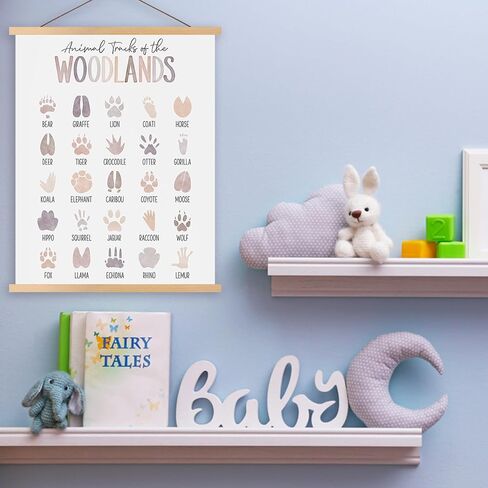 ملصق معلق لمسارات Tiuran Woodland، ديكور حضانة الغابات من القماش مقاس 17 × 21 بوصة، علامة دليل مسارات الحيوانات، ديكور حضانة الغابات، ديكور جدار حضانة الصبي، ديكور غرفة حضانة الطفل الرضيع in Kuwait