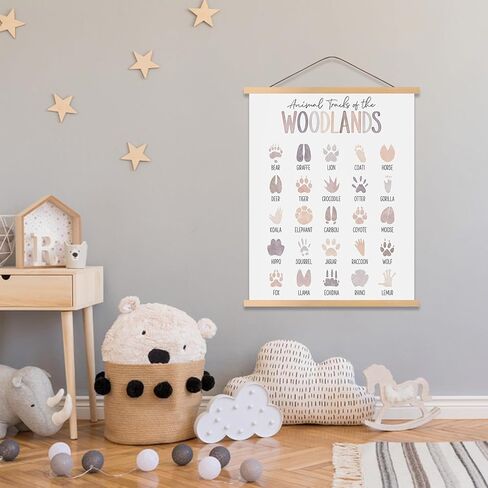 ملصق معلق لمسارات Tiuran Woodland، ديكور حضانة الغابات من القماش مقاس 17 × 21 بوصة، علامة دليل مسارات الحيوانات، ديكور حضانة الغابات، ديكور جدار حضانة الصبي، ديكور غرفة حضانة الطفل الرضيع in Kuwait