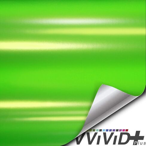 VViViD+ لفة تغليف فينيل فاخرة من الكروم الساتان والتفاح الأخضر مع تقنية لاصقة لإطلاق الهواء (1 قدم × 5 قدم) in Saudi Arabia