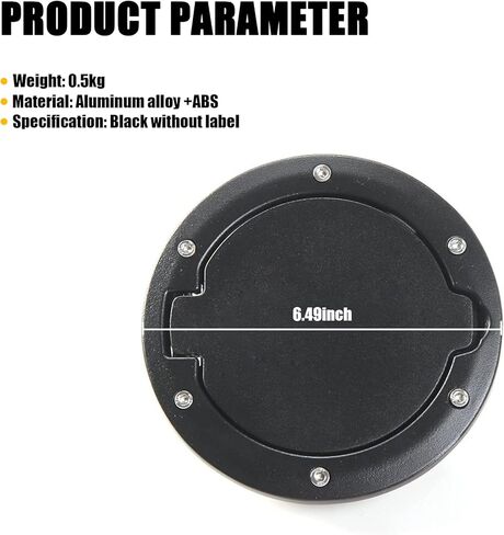 قطعة واحدة من غطاء باب حشو الوقود بغطاء غاز، غطاء باب معدني من الألومنيوم غطاء خزان الغاز متوافق مع Wrangler 2007-2016 JK وملحقات غير محدودة (أسود) in Kuwait