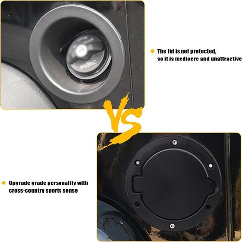 قطعة واحدة من غطاء باب حشو الوقود بغطاء غاز، غطاء باب معدني من الألومنيوم غطاء خزان الغاز متوافق مع Wrangler 2007-2016 JK وملحقات غير محدودة (أسود) in Kuwait