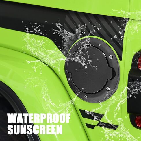 قطعة واحدة من غطاء باب حشو الوقود بغطاء غاز، غطاء باب معدني من الألومنيوم غطاء خزان الغاز متوافق مع Wrangler 2007-2016 JK وملحقات غير محدودة (أسود) in Kuwait