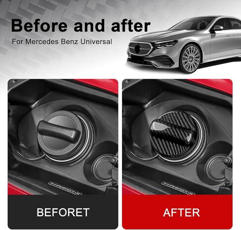 ألياف الكربون، غطاء أبواب خزان الغاز للسيارة، ملصق تزيين غطاء خزان الوقود لسيارة Benz GLC GLA GLE C-Class W205 W204 W203 AMG C300 C63 سيدان in Kuwait