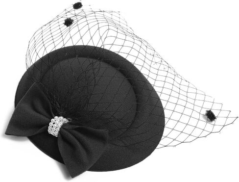 3PCS Fascinators Hats with Veil for Women 20s 50s Vintage Tea Party Pillbox Hat with Gloves and Pearl Necklace in Saudi Arabia