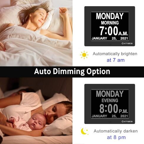 تقويم ساعة النهار من Exmate، شاشة عرض كبيرة جدًا غير مختصرة مقاس 10 بوصات، صباحًا/مساءً، مع 13 خيارًا للمنبه، وظيفة الغفوة، سطوع قابل للتعديل، لكبار السن، وضعف البصر، والخرف، وفقدان الذاكرة in Kuwait