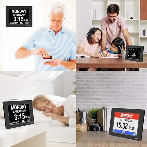 تقويم ساعة النهار من Exmate، شاشة عرض كبيرة جدًا غير مختصرة مقاس 10 بوصات، صباحًا/مساءً، مع 13 خيارًا للمنبه، وظيفة الغفوة، سطوع قابل للتعديل، لكبار السن، وضعف البصر، والخرف، وفقدان الذاكرة in Kuwait