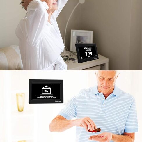 تقويم ساعة النهار من Exmate، شاشة عرض كبيرة جدًا غير مختصرة مقاس 10 بوصات، صباحًا/مساءً، مع 13 خيارًا للمنبه، وظيفة الغفوة، سطوع قابل للتعديل، لكبار السن، وضعف البصر، والخرف، وفقدان الذاكرة in Kuwait