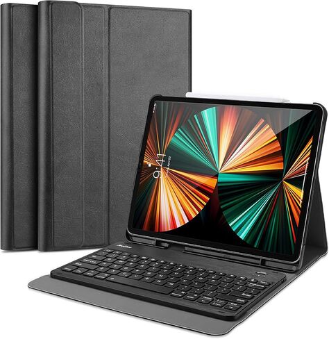 حافظة لوحة المفاتيح ProCase لجهاز iPad Pro 12.9 2022 2021 2020 2018، غطاء نحيف خفيف الوزن مع لوحة مفاتيح لاسلكية قابلة للفصل مغناطيسيًا لجهاز iPad Pro 12.9 بوصة 6th 5th 4th - أسود in Saudi Arabia