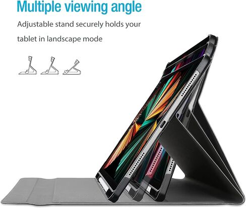حافظة لوحة المفاتيح ProCase لجهاز iPad Pro 12.9 2022 2021 2020 2018، غطاء نحيف خفيف الوزن مع لوحة مفاتيح لاسلكية قابلة للفصل مغناطيسيًا لجهاز iPad Pro 12.9 بوصة 6th 5th 4th - أسود in Saudi Arabia