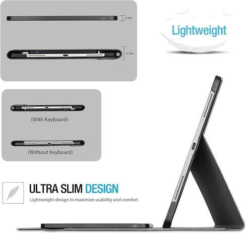 حافظة لوحة المفاتيح ProCase لجهاز iPad Pro 12.9 2022 2021 2020 2018، غطاء نحيف خفيف الوزن مع لوحة مفاتيح لاسلكية قابلة للفصل مغناطيسيًا لجهاز iPad Pro 12.9 بوصة 6th 5th 4th - أسود in Saudi Arabia
