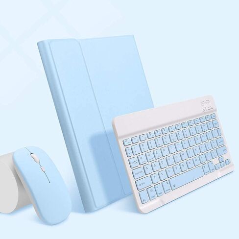 حافظة لوحة مفاتيح AnMengXinLing iPad Mini 6 (الجيل السادس) مع ماوس، iPad Mini 2021 قابلة للفصل، لوحة مفاتيح بلوتوث لاسلكية، حامل قلم رصاص، غطاء ذكي جلدي نحيف (iPad Mini 6(8.3 بوصة)، أزرق سماوي) in Kuwait