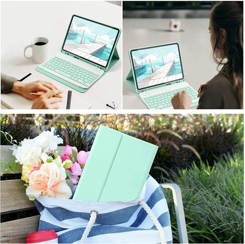 حافظة لوحة مفاتيح AnMengXinLing iPad Mini 6 (الجيل السادس) مع ماوس، iPad Mini 2021 قابلة للفصل، لوحة مفاتيح بلوتوث لاسلكية، حامل قلم رصاص، غطاء ذكي جلدي نحيف (iPad Mini 6(8.3 بوصة)، أزرق سماوي) in Kuwait