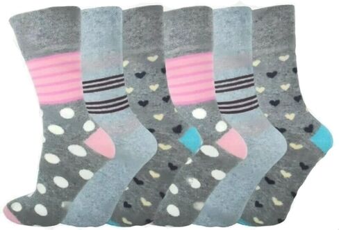 Diabetic Socks for Women 6 Pairs non binding Loose top Socks for swollen feet, Wide Top Socks for women 6-9 in Saudi Arabia