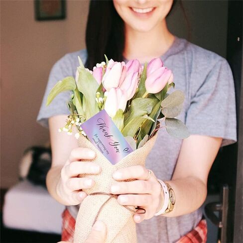 مجموعة بطاقات وملصقات الشكر، 50 قطعة من بطاقة العمل شكرًا لك + 500 ملصق شكرًا لك على شكل قوس قزح ثلاثي الأبعاد شكرًا لك على دعم بطاقات الأعمال الصغيرة والملصقات وبطاقات ملاحظات التقدير in Kuwait