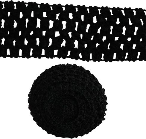 XGNG 1Roll 5m Elastic Crochet Header and Ribbon Crochet Stretch Trim Fabric for Hair Accessories Tube Top, Black in Saudi Arabia