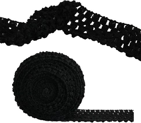 XGNG 1Roll 5m Elastic Crochet Header and Ribbon Crochet Stretch Trim Fabric for Hair Accessories Tube Top, Black in Saudi Arabia
