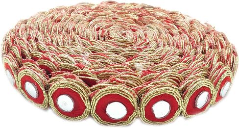Round Shiny Mirror Lace 9 Mtr / 9.8 Yards Border for Dresses, Sarees, Suits, Blouses, Dupattas, Bags, Art & Craft - Multi in Saudi Arabia