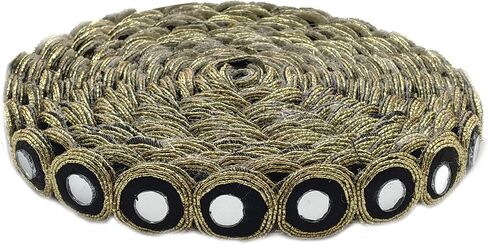Round Shiny Mirror Lace 9 Mtr / 9.8 Yards Border for Dresses, Sarees, Suits, Blouses, Dupattas, Bags, Art & Craft - Multi in Saudi Arabia