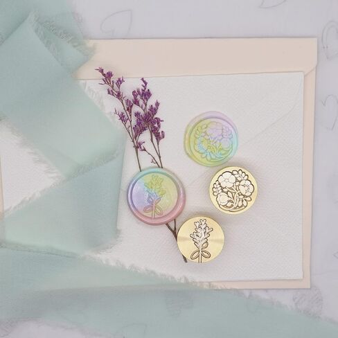 Flower and Plant Wax Seal Stamp Set for Cards Envelopes Wedding Invitations Gift Wrapping(Lavender + Flower) in Saudi Arabia