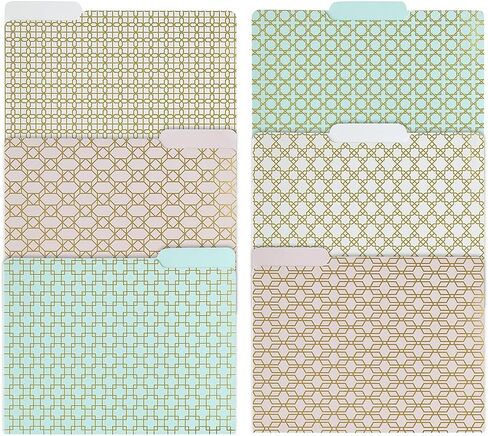 Blu Monaco Decorative File Folders, 1/3 Cut Tabs, Pink Aqua Cream with Gold Foil Design, Letter Size, Set of 12, 3 Each of 4 Patterns in Saudi Arabia