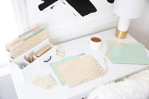 Blu Monaco Decorative File Folders, 1/3 Cut Tabs, Pink Aqua Cream with Gold Foil Design, Letter Size, Set of 12, 3 Each of 4 Patterns in Saudi Arabia