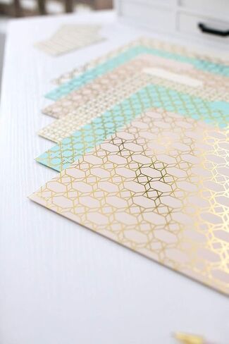 Blu Monaco Decorative File Folders, 1/3 Cut Tabs, Pink Aqua Cream with Gold Foil Design, Letter Size, Set of 12, 3 Each of 4 Patterns in Saudi Arabia