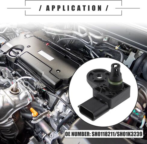 مستشعر خريطة مستشعر الضغط المطلق المنوع من Motoforti، لسيارة Mazda 3 Sport CX-3 MX-5 Miata L4 2.0L 2016-2019، بلاستيك، رقم SH0118211/SH01K3239، أسود in Saudi Arabia