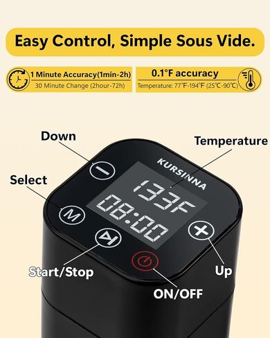آلة طباخ Sous Vide، مقاومة للماء IPX7، جهاز تدوير غمر بقدرة 1000 واط مع شاشة تعمل باللمس، تحكم دقيق في درجة الحرارة والوقت، 15 ديسيبل فائق الجودة للطعام الطري in Saudi Arabia