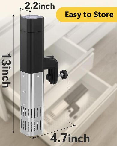آلة طباخ Sous Vide، مقاومة للماء IPX7، جهاز تدوير غمر بقدرة 1000 واط مع شاشة تعمل باللمس، تحكم دقيق في درجة الحرارة والوقت، 15 ديسيبل فائق الجودة للطعام الطري in Saudi Arabia
