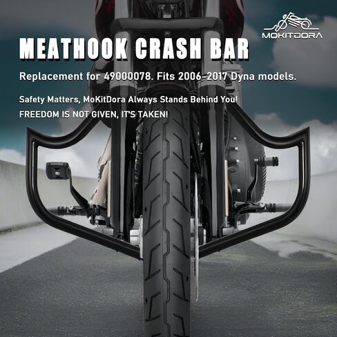 MoKitDora Dyna Meathook Engine Guard Highway Crash Bar 1.25" Fat for Harley 2006-2017 Street Bob FXDB Fat Bob FXDF Low Rider FXDL FXDWG FXDC Models, Black in Saudi Arabia