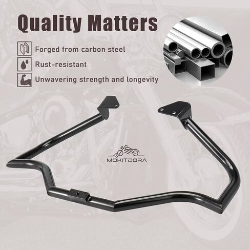 MoKitDora Dyna Meathook Engine Guard Highway Crash Bar 1.25" Fat for Harley 2006-2017 Street Bob FXDB Fat Bob FXDF Low Rider FXDL FXDWG FXDC Models, Black in Saudi Arabia