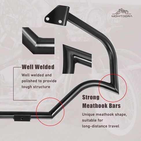 MoKitDora Dyna Meathook Engine Guard Highway Crash Bar 1.25" Fat for Harley 2006-2017 Street Bob FXDB Fat Bob FXDF Low Rider FXDL FXDWG FXDC Models, Black in Saudi Arabia
