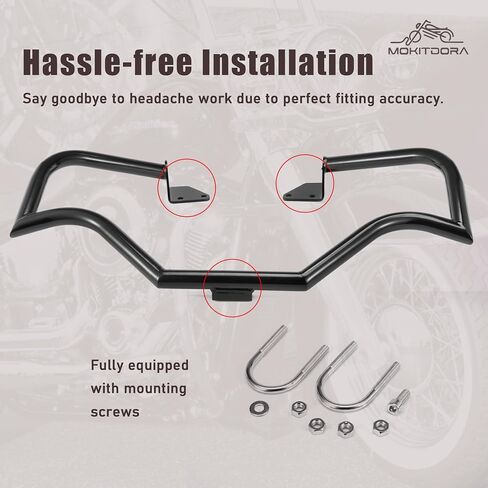MoKitDora Dyna Meathook Engine Guard Highway Crash Bar 1.25" Fat for Harley 2006-2017 Street Bob FXDB Fat Bob FXDF Low Rider FXDL FXDWG FXDC Models, Black in Saudi Arabia