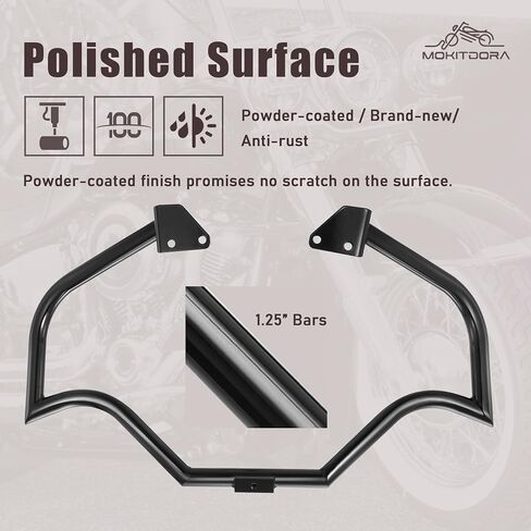 MoKitDora Dyna Meathook Engine Guard Highway Crash Bar 1.25" Fat for Harley 2006-2017 Street Bob FXDB Fat Bob FXDF Low Rider FXDL FXDWG FXDC Models, Black in Saudi Arabia