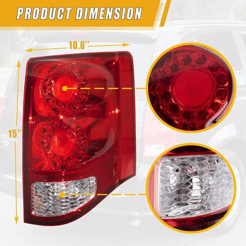 Boine Left Side Tail Light Compatible With 2011-2020 Dodge Grand Caravan LED Rear Light - Bulb Included (Left Driver Side) in Saudi Arabia