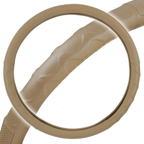 BDK Motor Trend Ergonomic Leather Grip Steering Wheel Cover for Big Rigs Trucks and Semis 18 inch Large Heavy Duty Non Slip Long Haul/Long Drives Beige in Saudi Arabia