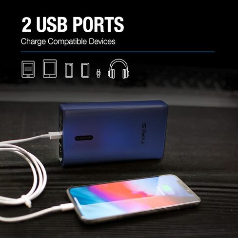 Type S 1000A 12V 6.0L Jump Starter Power Bank with Dual USB Charging and 8,000 mAh Power Bank - Black in Saudi Arabia