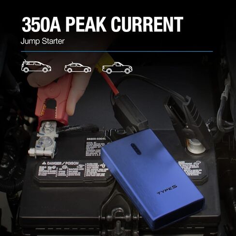 Type S 1000A 12V 6.0L Jump Starter Power Bank with Dual USB Charging and 8,000 mAh Power Bank - Black in Saudi Arabia