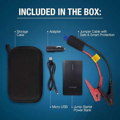 بنك الطاقة Jump Starter من النوع S 1000A 12V 6.0L مع شحن USB مزدوج وبنك طاقة 8000 مللي أمبير في الساعة - أزرق in Kuwait