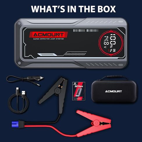 مكثف فائق 3000 أمبير، صندوق نقل السيارة بدون بطارية 500 فهرنهايت (ما يصل إلى 10.0 لتر غاز، 8 لتر ديزل)، مكثف فائق مدمج مع شاشة LCD كبيرة، بدون مشغل شحن مسبق in Kuwait