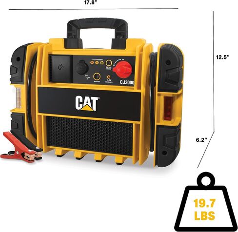 CAT CJ3000 Professional Jump Starter 2000 Peak Amp Battery Booster, Built-In Power Switch, Battery Clamps, Yellow in Saudi Arabia
