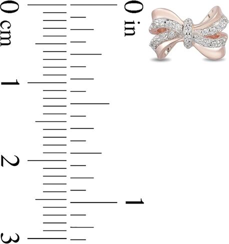 Jewelili Enchanted Disney Fine Jewelry 10K Rose Gold 1/10 CTTW Diamond Snow White Bow Earrings in Saudi Arabia
