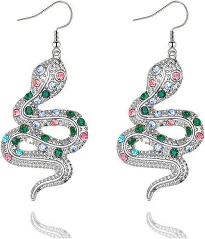 Handmade Snake Earrings for Women Girls Trendy Vintage Boho 14K Gold Silver Filled Crystal Rhinestone Long Serpent Dangle Drop Earrings Beach Simple Delicate Jewelry Gift (Gold Twist Snake) in Saudi Arabia