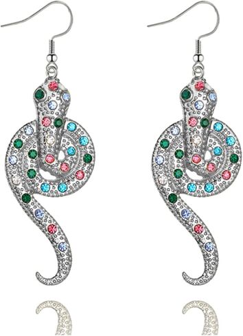 Handmade Snake Earrings for Women Girls Trendy Vintage Boho 14K Gold Silver Filled Crystal Rhinestone Long Serpent Dangle Drop Earrings Beach Simple Delicate Jewelry Gift (Gold Twist Snake) in Saudi Arabia